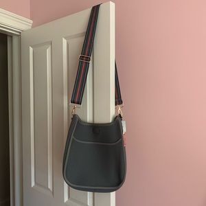 Ahdorned Gray Bag w/ Striped Strap NWT